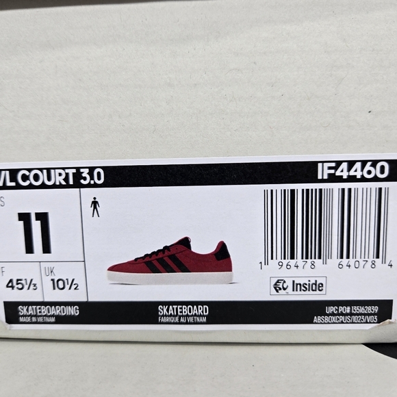 New adidas VL Court 3.0 Better Scarlet Black Men's Skateboarding Shoes Size 11 - Picture 8 of 8